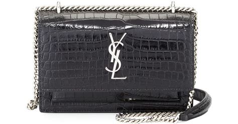 sunset monogram ysl small crocodile embossed wallet on chain|SUNSET Chain Wallet in crocodile.